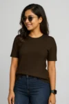 Premium Quality RIB T-shirt for Women – Coffee