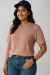 Premium Quality RIB T-shirt for Women - Magenta