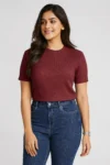Premium Quality RIB T-shirt for Women – Maroon