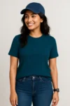 Premium Quality RIB T-shirt for Women - Petrol Blue
