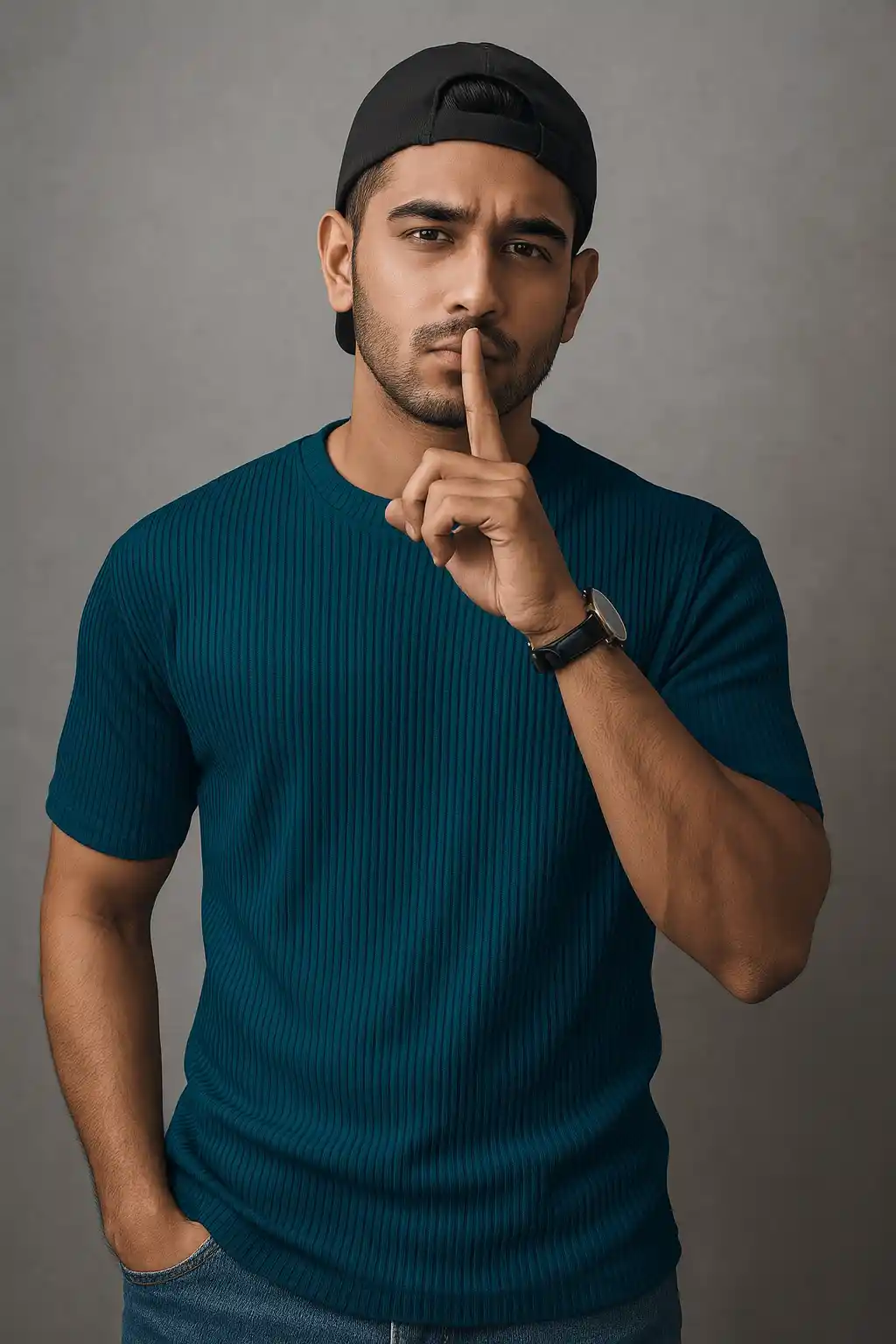 Rib Tshirt - Petrol Blue