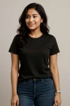 Premium Quality Solid T-shirt for Women - Black