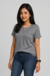 Premium Quality RIB T-shirt for Women – Ash