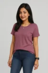 Premium Quality RIB T-shirt for Women - Dull Purple