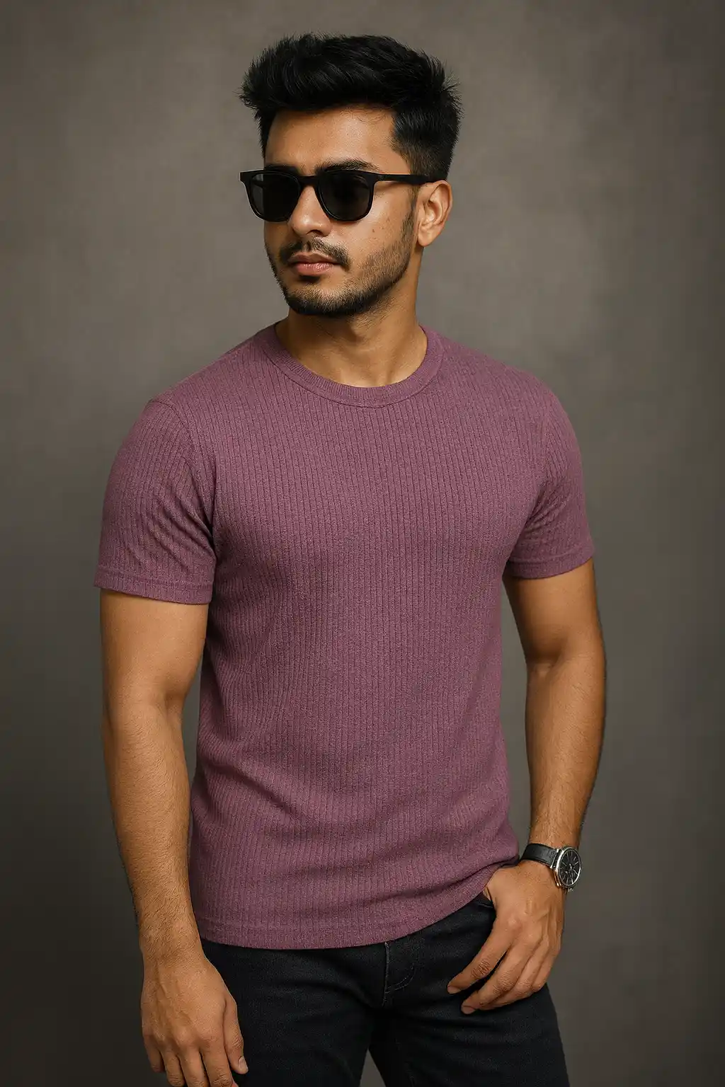 Rib Tshirt- Dull Purple