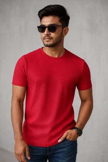 Premium Quality RIB T-shirt - Red