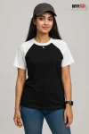 Raglan Half Sleeve T-shirt for Women - Black & White