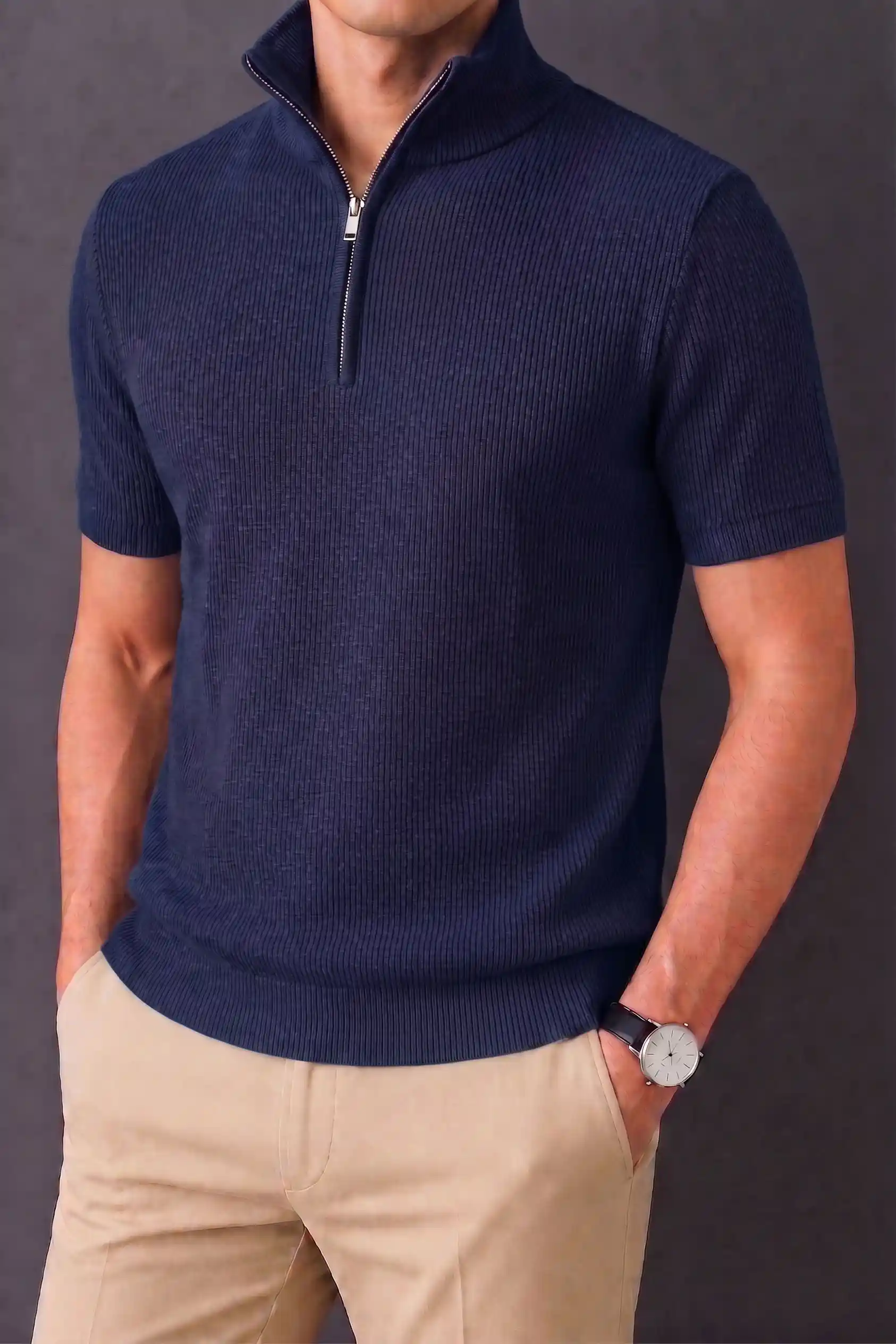 Zipper Half- Navy Blue
