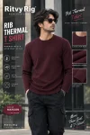 Rib Full Sleeve Tshirt- Maroon