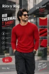 Rib Full Sleeve Tshirt- Red