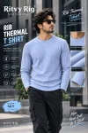 Premium Quality RIB Full Sleeve T-shirt - Sky Blue